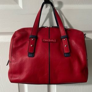 Vera Bradley Gallatin red leather handbag. Crossbody strap is missing.